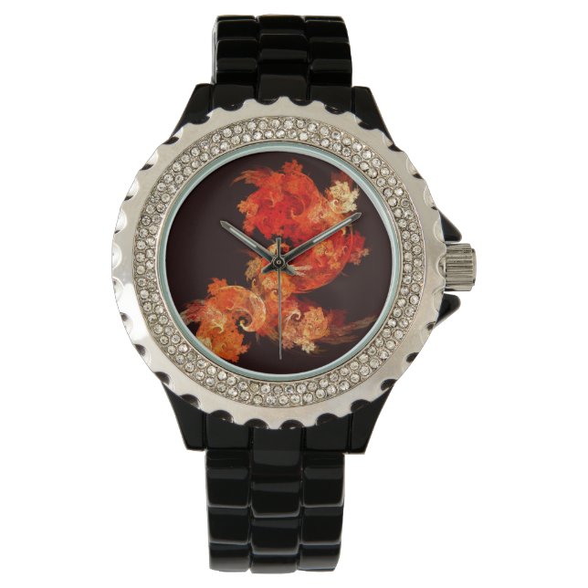 Abstrakte Kunst beim Tanzen von Feuervögeln Armbanduhr (Vorderseite)