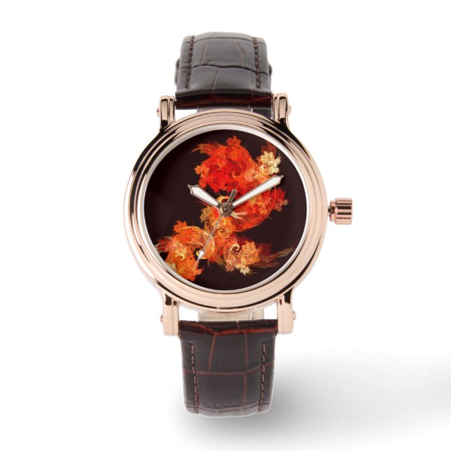 Abstrakte Kunst beim Tanzen von Feuervögeln Armbanduhr (Vorderseite)