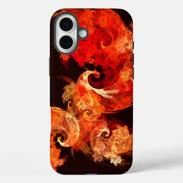 Abstrakte Kunst beim Tanzen von Feuervögeln iPhone 16 Plus Hülle (Rückseite)