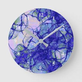 Abstrakte Kunst Blau Runde Wanduhr