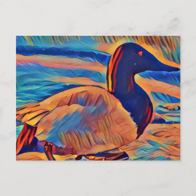 Abstrakte Kunst Canvasback Ente Postkarte (Vorderseite)