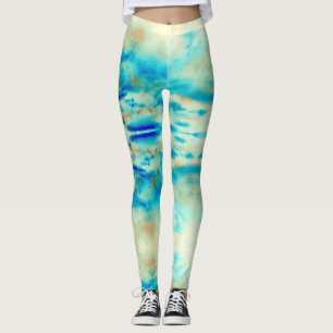 Abstrakte Kunst cremeblau türkisfarbene Leggings