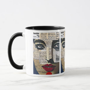 Abstrakte Kunst   Dame's Face Digital Text Art Tasse