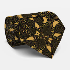 Abstrakte Kunst-Déco-Technik in Gold und Schwarz Krawatte