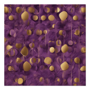 Abstrakte Kunst der lila und goldenen Mauer Poster