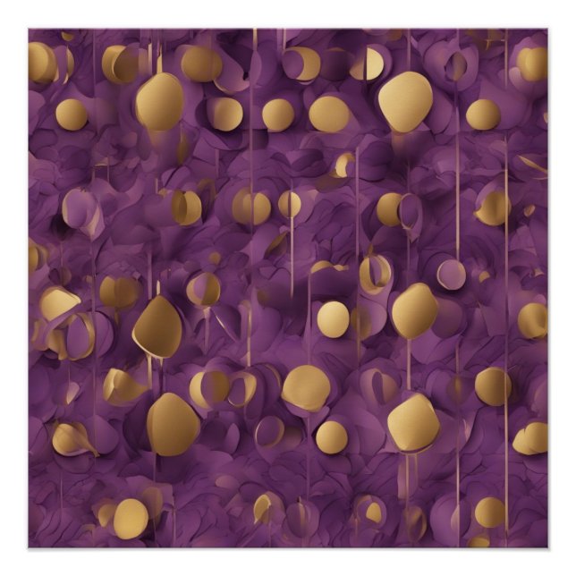 Abstrakte Kunst der lila und goldenen Mauer Poster (Vorderseite)