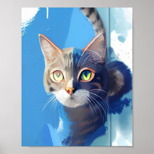 Abstrakte Kunst der Neugierigen Katze Poster