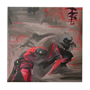 Abstrakte Kunst der Ninja roten Todes Fliese