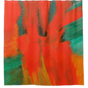 Abstrakte Kunst, die rotes orange grünes Gold mal Duschvorhang