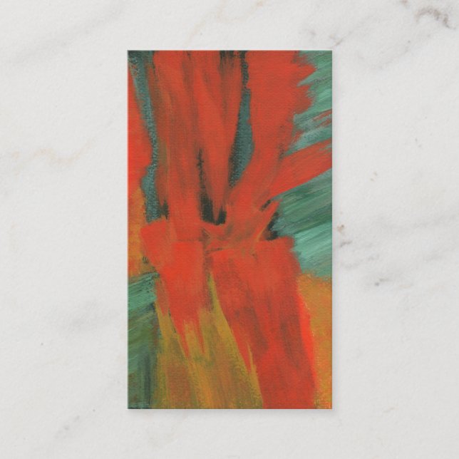 Abstrakte Kunst, die rotes orange grünes Gold malt Visitenkarte (Vorderseite)