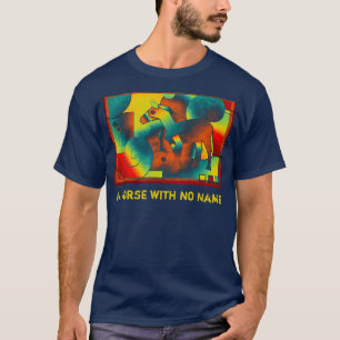 Abstrakte KUNST - EINE PFERDE - blau-gelb T-Shirt
