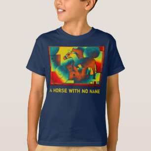 Abstrakte KUNST - EINE PFERDE - blau-gelb T-Shirt
