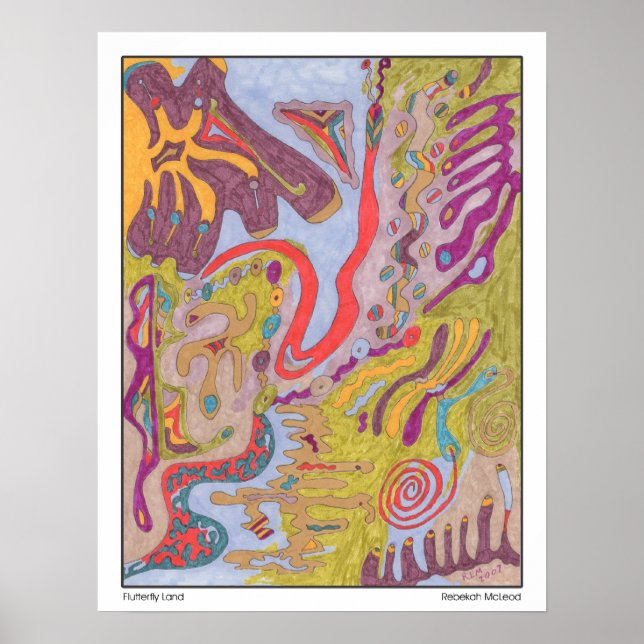 abstrakte Kunst "Flutterflyland" Poster (Vorne)