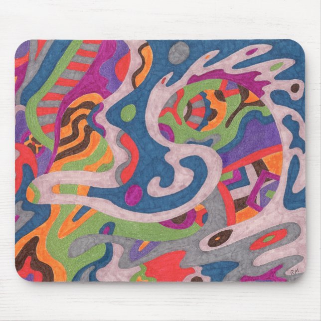 abstrakte Kunst "Fred the Cosmic Worm" Mousepad (Vorne)