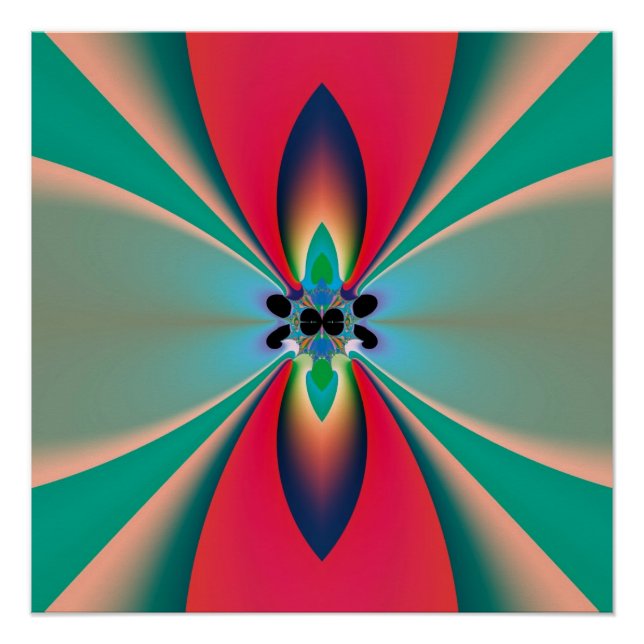 Abstrakte Kunst Funky Flower Poster (Vorderseite)