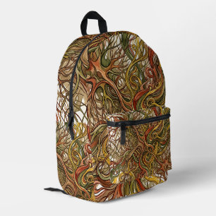 Abstrakte Kunst Gehirn Neuron Erde Ton Tinte Rucks Bedruckter Rucksack