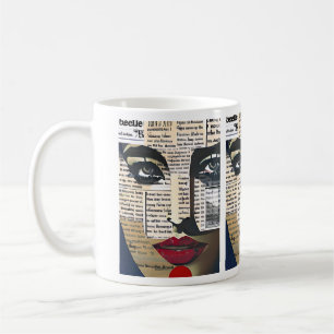 Abstrakte Kunst   Gesicht einer Dame Digitale Kuns Kaffeetasse