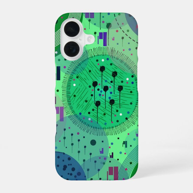 Abstrakte Kunst: Grüne Kiwi-Frucht iPhone 16 Hülle (Rückseite)