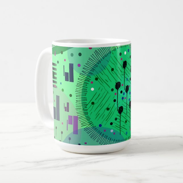 Abstrakte Kunst: Grüne Kiwi-Frucht Kaffeetasse (Vorderseite Links)
