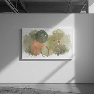 Abstrakte Kunst grüne Stöße, Pfirsichkreise mit Go Leinwanddruck