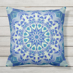 Abstrakte Kunst handbemalt Blue Aquamarin Mandala  Kissen