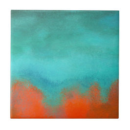 Abstrakte Kunst-Himmel-Feuer-Lava-korallenrote Fliese