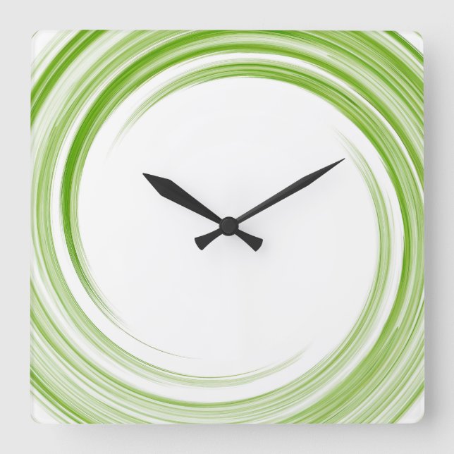 Abstrakte Kunst im Grünen Quadratische Wanduhr (Vorderseite)