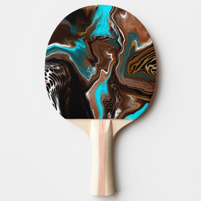Abstrakte Kunst in Blau, Braun und Schwarz Tischtennis Schläger (Vorderseite)