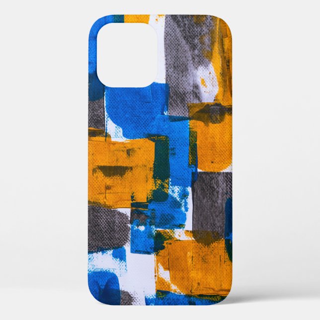 Abstrakte Kunst in Blau, Orange und Grau Case-Mate iPhone Hülle (Rückseite)