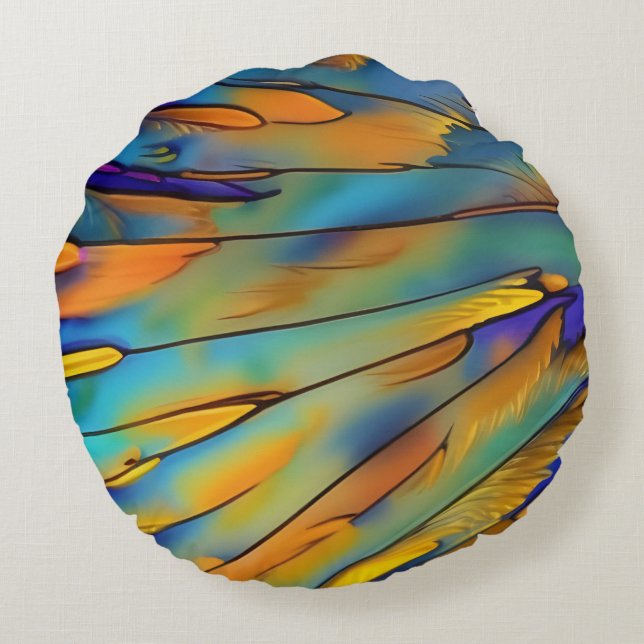 Abstrakte Kunst in der Glasbranche Rundes Kissen (Rückseite)