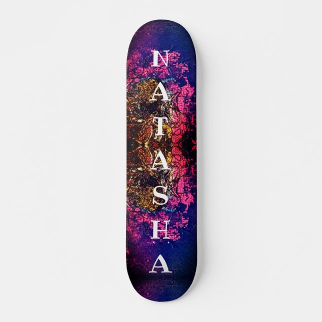 Abstrakte Kunst in Girly Black und Pink Skateboard (Vorne)