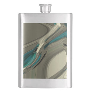 Abstrakte Kunst in Grau und Blau Flachmann