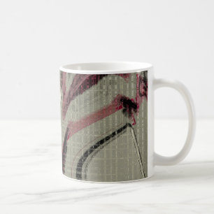 Abstrakte Kunst in Grau und Rot Kaffeetasse