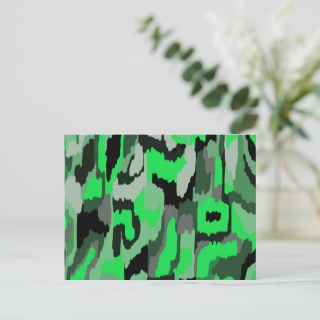 Abstrakte Kunst in Grün und Schwarz Postkarte (Stehend Vorderseite)