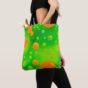 Abstrakte Kunst in orangefarbener und grüner Blase Tasche