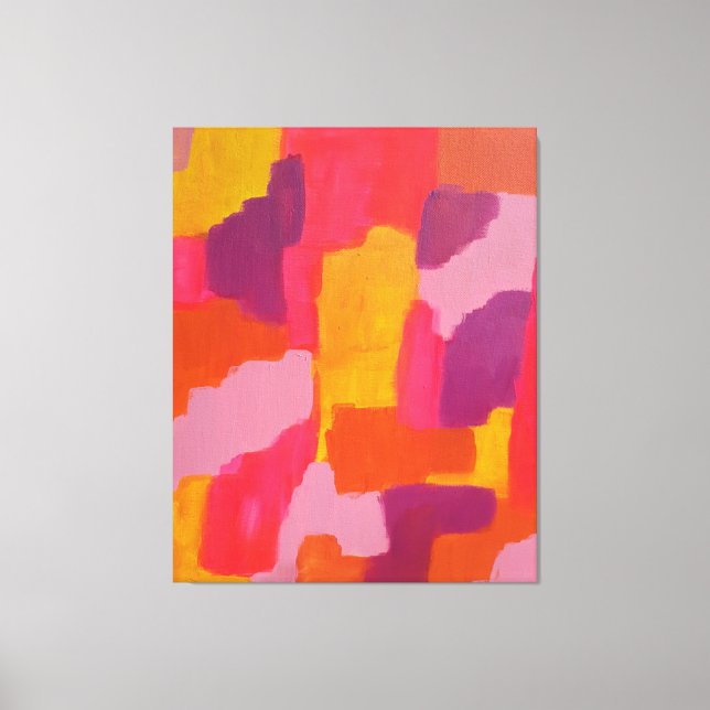 Abstrakte Kunst in Rosa und Gelb Leinwanddruck (Vorderseite)