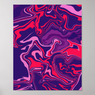 Abstrakte Kunst in Rot, Rosa und Lila Poster