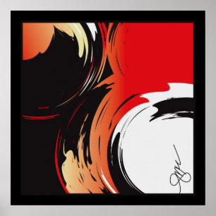 Abstrakte Kunst in Rot und Weiß Poster