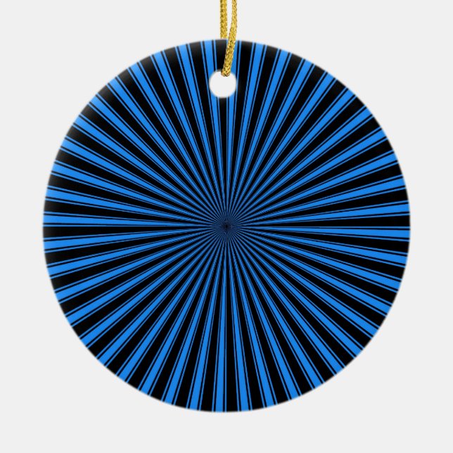 Abstrakte Kunst in Schwarz und Blau Keramikornament (Vorne)