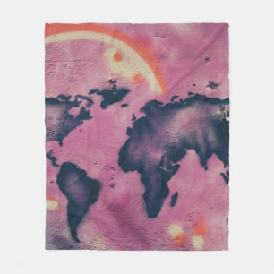 Abstrakte Kunst in Schwarz und Rosa Fleecedecke