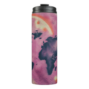 Abstrakte Kunst in Schwarz und Rosa Thermosbecher