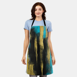 Abstrakte Kunst in Türkis, Gold und Schwarz Schürze