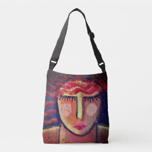 Abstrakte Kunst in Wavy Red Hair Tragetaschen Mit Langen Trägern