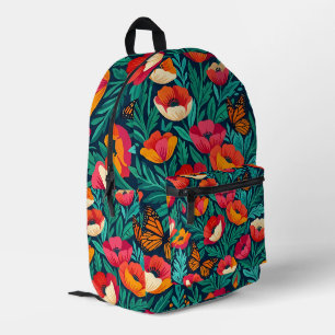 Abstrakte Kunst Indische Florale Mohnblumen Rucksa Bedruckter Rucksack