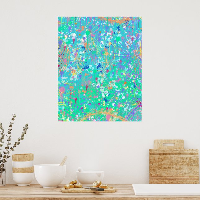Abstrakte Kunst: Kleine Meerestiere  Poster (Küche)