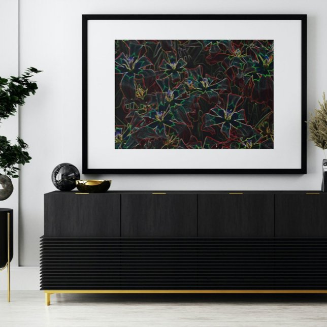 Abstrakte Kunst Leinwand, Leuchtende Neonblumen  Leinwanddruck (Von Creator hochgeladen)