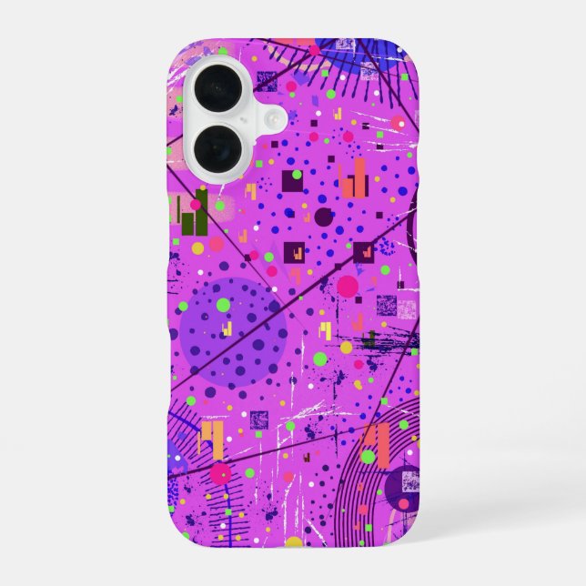 Abstrakte Kunst: Lila Glitch iPhone 16 Hülle (Rückseite)