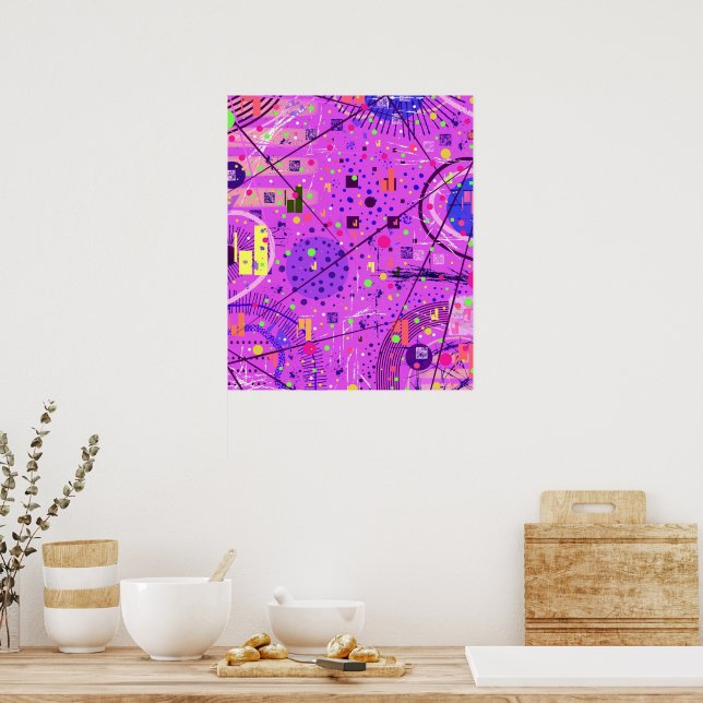 Abstrakte Kunst: Lila Glitch Poster (Küche)