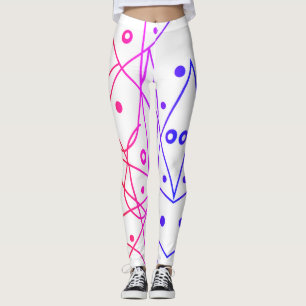 Abstrakte Kunst Lila Weiße Linien Kreise Minimalis Leggings
