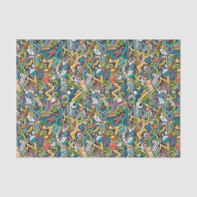 Abstrakte Kunst-medizinisches Ikonen-Muster Seidenpapier (Vorderseite)